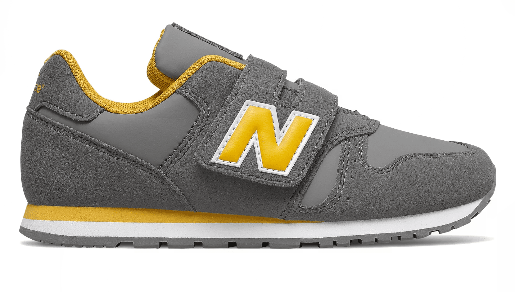 SCARPA DA BAMBINO GS NEW BALANCE 373 A STRAPPO GRIGIO GIALLO - Tecnica Sport