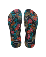 INFRADITO DONNA HAVAIANAS SLIM TROPICAL NERE CON MOTIVO FLOREALE