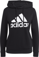 FELPA CON CAPPUCCIO DA DONNA ADIDAS ESSENTIALS NERA CON GRANDE LOGO FRONTALE