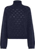 Picture of MAGLIONE DA DONNA SUN68 TURLE NECK FANCY KNITWAY NAVY BLUE K43265 07