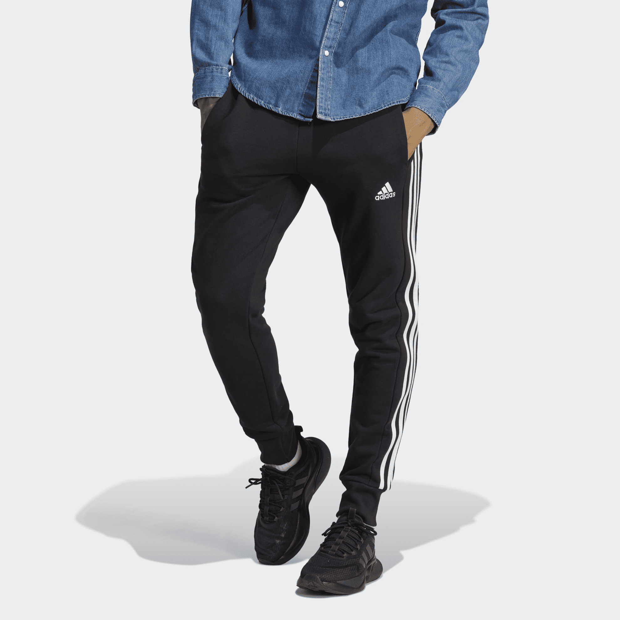 PANTALONE DA TUTA DA UOMO ADIDAS M 3S FT TC PT BLACK WHITE HA4337 Tecnica Sport